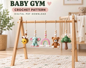 Baby Gym Crochet Pattern Bundle, Bee Elephant Bear Rainbow Tree Amigurumi PDF