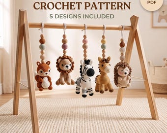 Baby Gym Crochet Pattern Bundle, 5 Animal Amigurumi Designs (PDF)