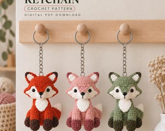 Keychain Fox Crochet Pattern PDF, Hanging Amigurumi Woodland Animal, Bag Charm Gift