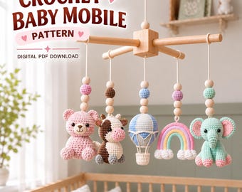 Crochet Baby Mobile Pattern Bundle, Nursery Mobile PDF, Amigurumi Pattern Set