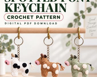 Crochet Cow Keychain Pattern, Spotted Cow Amigurumi, Digital PDF