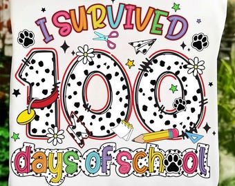 Sobreviví 100 días de escuela (PNG), perro dálmata: 100 días de escuela (PNG), 100 días más inteligente (descarga digital)