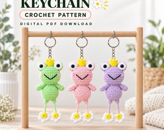 Frog Princess Keychain Crochet Pattern, Amigurumi Frog PDF, Digital Download