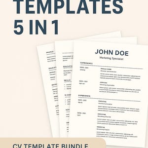 Resume Templates 5-in-1 – CV Templates for Word & PDF – Modern Professional