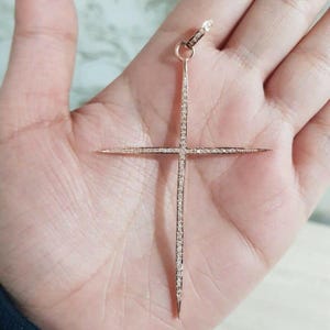 92.5 Sterling silver pave setting natural diamond  Cross Pendant diamond cross pendant diamond cross pendant silver cross diamond pendant