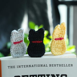 Marcapáginas de crochet, minimarcapáginas de gato, regalo para amantes de los libros, regalo para lectores, accesorio de crochet para lectores, regalo para profesores, regalo para la vuelta al cole.