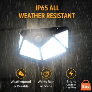 Luminária de parede solar LED para exterior – 100 LEDs – Sensor de movimento – À prova d'água IP65 – Jardim, quintal, entrada