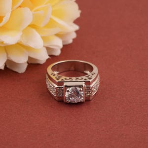 Moissanite Silver Ring, Round Shape Diamond Silver Ring, 14k White Gold Plated Handmade Ring For Women,Solitaire Diamond Ring, Gift For Him
