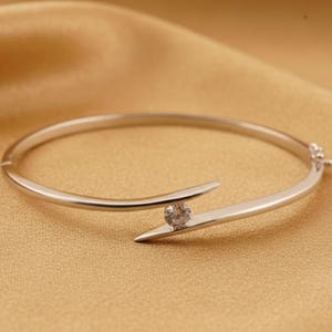 Modern Open Cuff, Geometric Promise Jewelry Gift, 14k Gold Plated Silver Bypass Bangle Bracelet