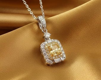 Luxurious Lady Gaga Inspired Canary Yellow Necklace Set Diamond