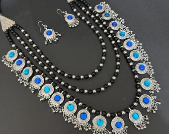 Indian Multilayered Oxidized Multicolor Necklace/Rajasthani Jewelry Set/Gift For Her