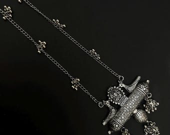 Leichte lange Rajasthani oxidierte Halskette/ethnischer Schmuck/indischer Choker