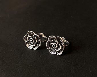 Anillo para el dedo del pie con diseño floral oxidado para mujer/Bichiya ajustable tradicional/Joyería Mehandi para bodas