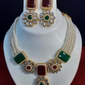 Traditional Wedding Kundan Choker/Handmade Ethnic Necklace For Women/Wedding Gift Set/Kundan Choker With Earrings/Wedding Necklace/Choker