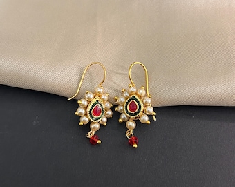 Gold Plated Bugadi/Maharashtrian Earrings/Ear Accesory/Handmade Festival Jewelry
