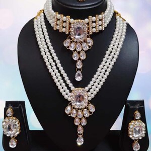 Kundan Long Necklace/Festive Wear Necklace/Indian Bridal Set/Bridal Necklace Earrings Maangtika/Bridal Jewelry/Diwali Necklace/Wedding Gift