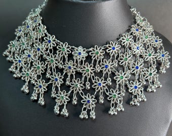 Indian Multilayered Oxidized Multicolor Necklace/Rajasthani Jewelry Set/Gift For Her/Afghani Choker