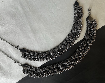 Oxidized Black Anklets Pair/Afghani Payal Set