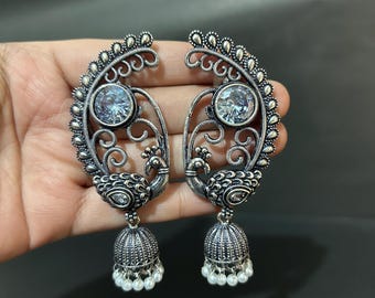 Designer Oxidized Earrings/Bollywood Style Jewelry/Gift For Wife/Banjara Style/Ethnic Boho Jhumka