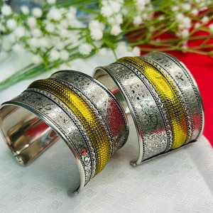 Tribal Boho Oxidized Kada Pair/Garba Jewelry/Bohemian Statement Jewelry/Desi Banjaran Jewelry/Oxidized Bangles/Traditional wear Bangles