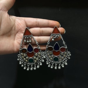 Oxidized Festive Jhumka Earrings For Women/Tribal Indian Earrings/Bohemian Ethnic Jewelry