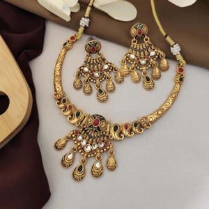 Tempel Schmuck/südindischer Schmuck/indischer Schmuck/Tempel Halskette/Tempel Schmuck/Desi Halskette/Geschenk für Sie/südindische Halskette