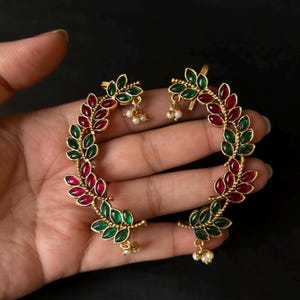 Multicolor Kundan Bugadi Earrings/Maharashtrian Earcuff/Earjacket