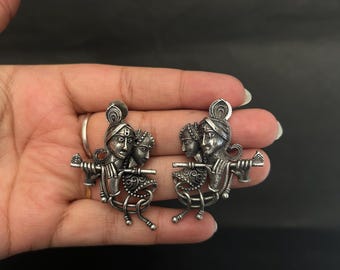 Elegant Radha Krishna Design Stud Earrings/Gift For Women/Navratri Jewelry