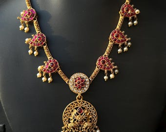 Gold Plated Necklace Set/Wedding South Indian Jewelry/Gift For Mother