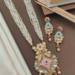Tempel Schmuck/südindischer Schmuck/indischer Schmuck/Tempel Halskette/Tempel Schmuck/Desi Halskette/Geschenk für Sie/südindische lange Halskette