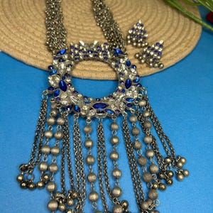 Oxidized black long necklace/indian jewelry/oxidized necklace set/heavy necklace/premium quality necklace/oxidized necklace set