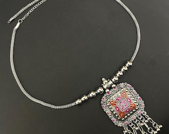 Leichte mehrfarbige Rajasthani oxidierte Halskette/ethnischer Schmuck/indischer Choker
