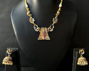 Gold Plated Temple Choker Set/Wedding Jewelry Set/Gift For Her