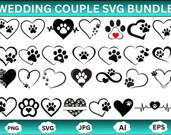 Djurälskare SVG-paket | Paw Heart Infinity Designs | Hund Katt Cricut Cut-filer