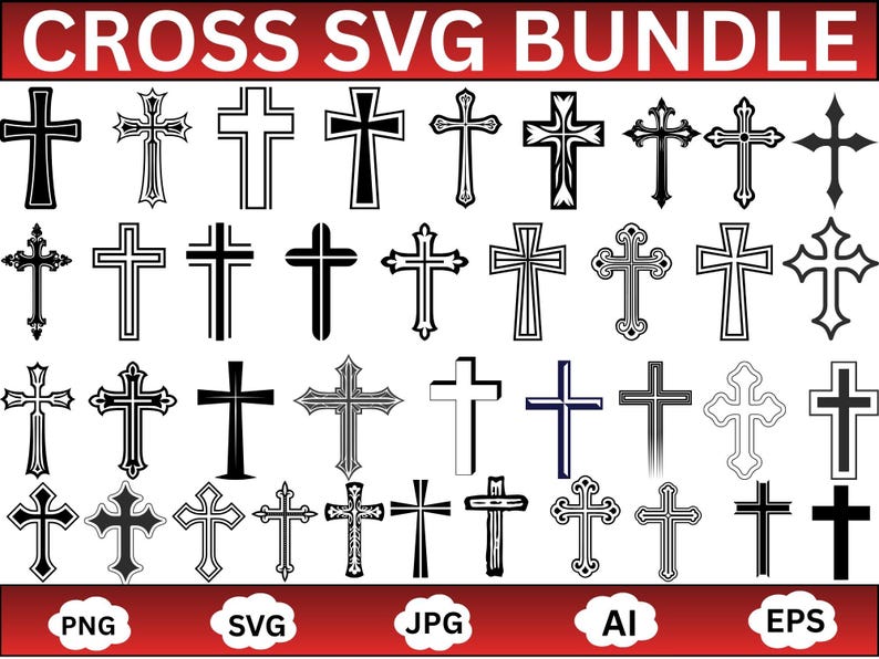 Baroque Cross Svg Collection, Christian Cross, Religious Church Patch ...