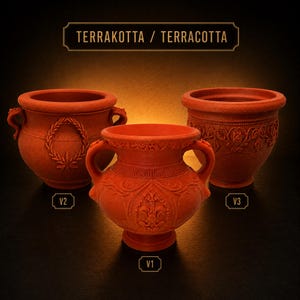Antik blomkruka i romersk stil – 3D-printad kruka tillverkad av PLA – V1–V3, marmor eller terrakotta, S–XL eller set om 3