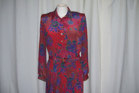 VINTAGE DRESS -- long sleeves, red, blue, vintage… - image 2