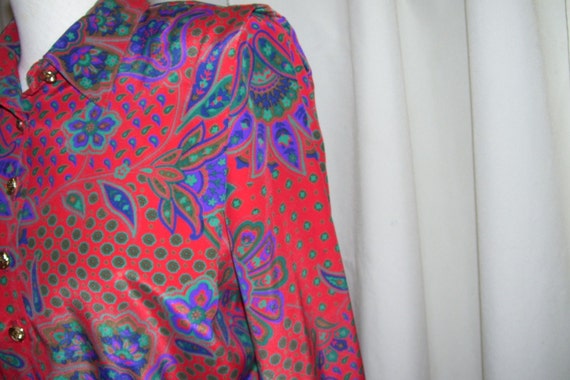 VINTAGE DRESS -- long sleeves, red, blue, vintage… - image 4