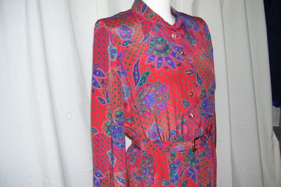 VINTAGE DRESS -- long sleeves, red, blue, vintage… - image 3