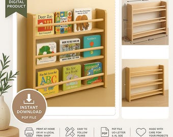 Montessori Bookshelf DIY Plan (PDF): Kids Wooden Bookshelf Digital Blueprint
