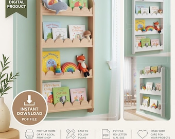 Montessori Wooden Bookshelf | Front Facing Bookcase, Nursery Decor