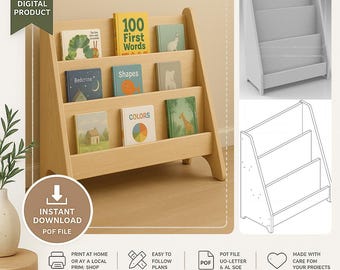 Montessori Wooden Bookshelf DIY Plan: Kids' Room Decor (PDF Pattern)