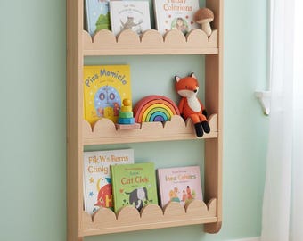 Estantería de madera Montessori / Librería frontal, decoración infantil