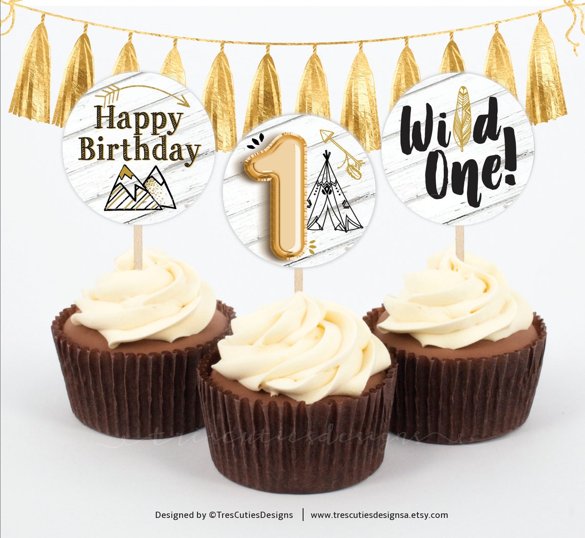 Wild One Cupcake Toppers 2 inches BOY Printable Etsy