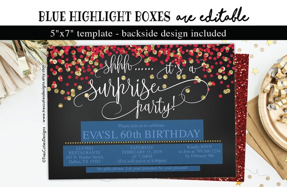 pic Red Black And Gold Birthday Invitations etsy