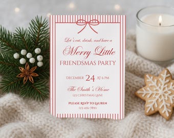 Editable Friendsmas Christmas Party Invitation Printable Merry Little Friendsmas Template Friends Gathering Holiday Invite Minimalist Invite