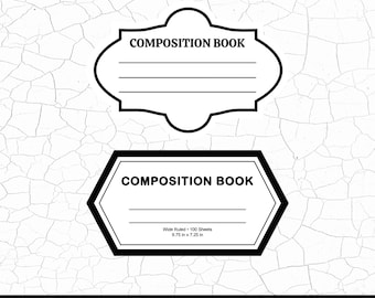 Composition Book Svg, Notebook Labels & Cover Template, Teacher Gift, DIY Journal Instant Download