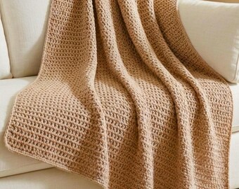 Chunky Crochet Blanket Pattern, Beginner Crochet Throw, Easy Textured Afghan PDF, Cozy Blanket Pattern