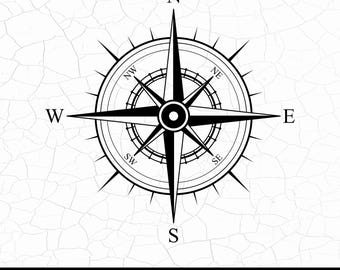Kompas SVG, North South East West clipart, nautische SVG, Instant Download