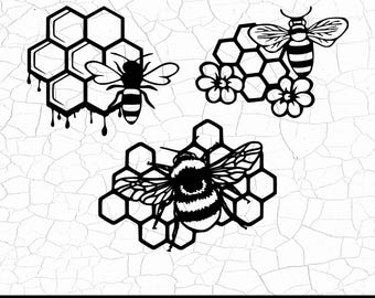 Honeycomb Pattern SVG, Hexagon Clipart, Honeybee SVG, Honeycomb Cut File for Cricut and Silhouette, Instant Digital Download